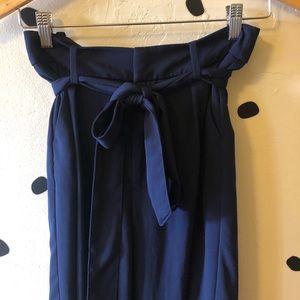 Flowy High Waisted Navy Blue Pants